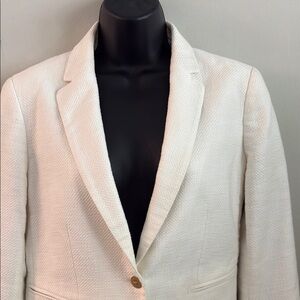 Ann Taylor Cream Textured Single-Button Blazer